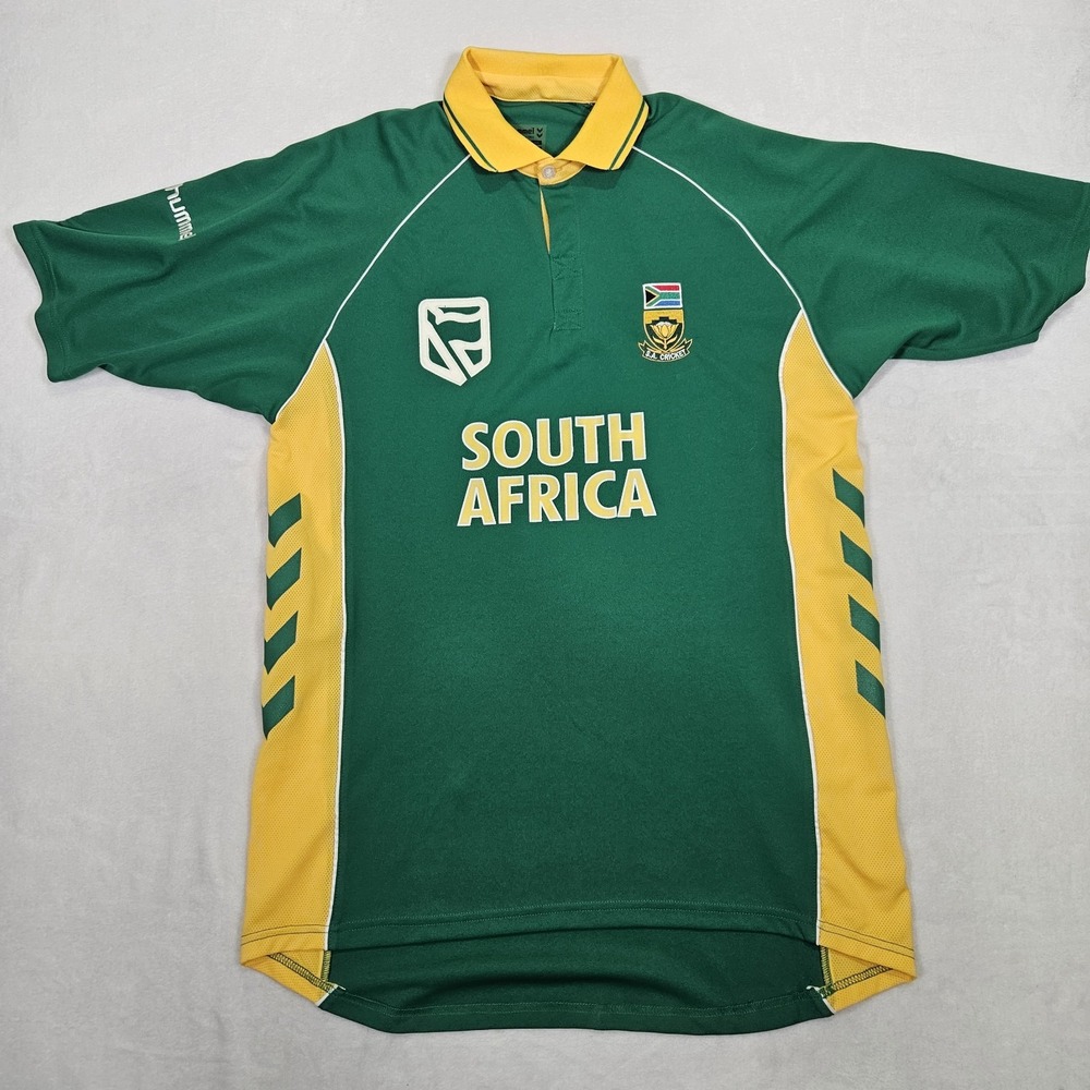 Hummel South Africa Cricket World‎ Cup 2007 Jersey Green Yellow Men XL